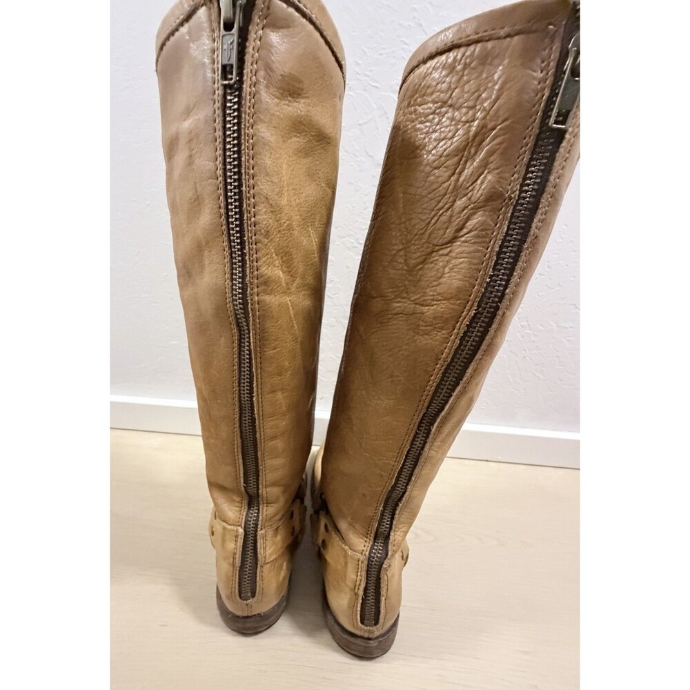 FRYE 76850 PHILLIP HARNESS Tall Back Zip Leather Motorcycle Riding Boots Sz 7 - Picture 6 of 8